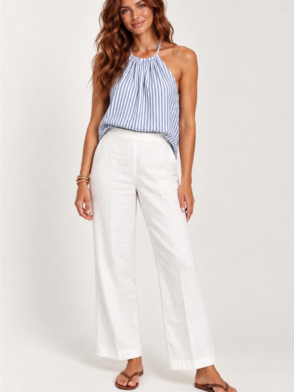 Vintage Talbots Irish Linen Pants White Fully Lined Flat Front Cropped Trousers